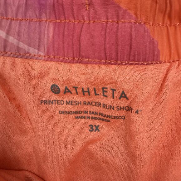 NWT Athleta Pink Printed Mesh Racer Run Shorts 4” Inseam Womens Size 3X - Picture 3 of 10